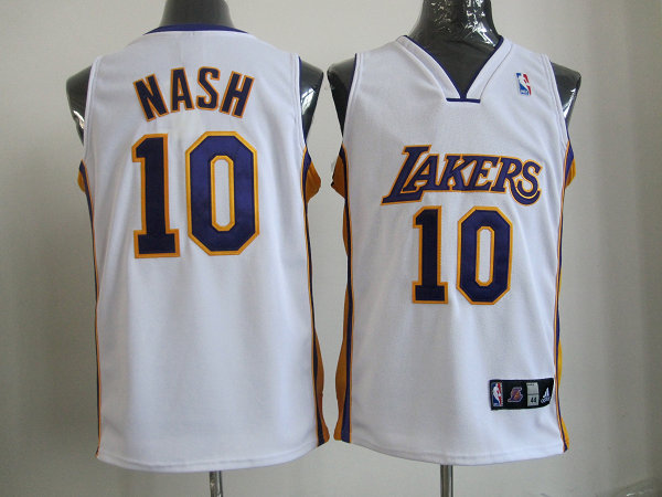 NBA Los Angeles Lakers 10 Steve Nash Authentic White Jersey